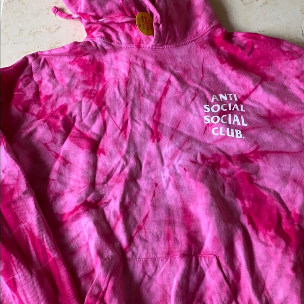 pink tie dye anti social social club hoodie